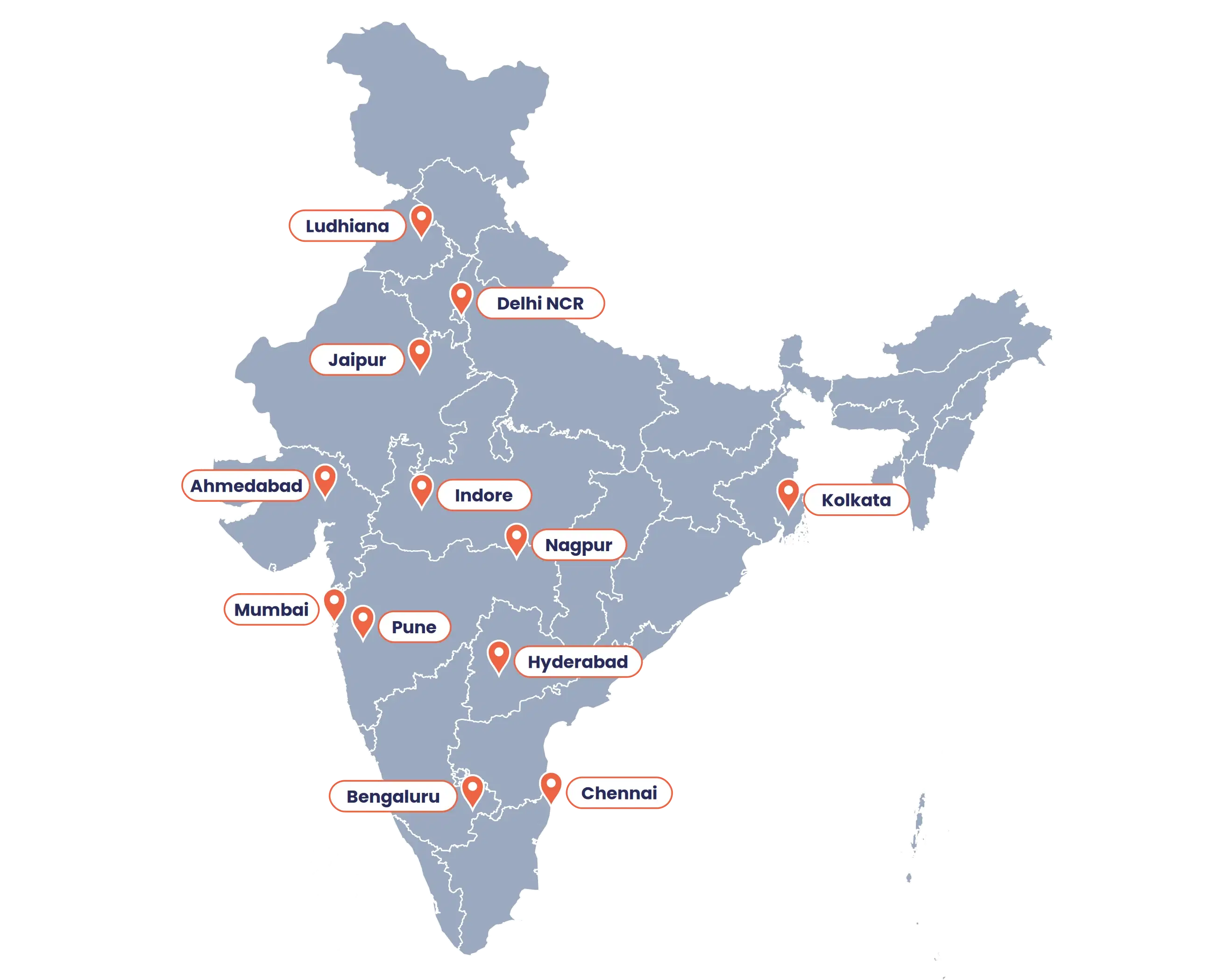 Map of Logipod's Pan-India network